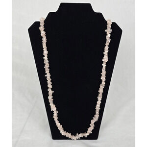 Pink Rose Quartz Chip Beaded 34" Necklace EUC